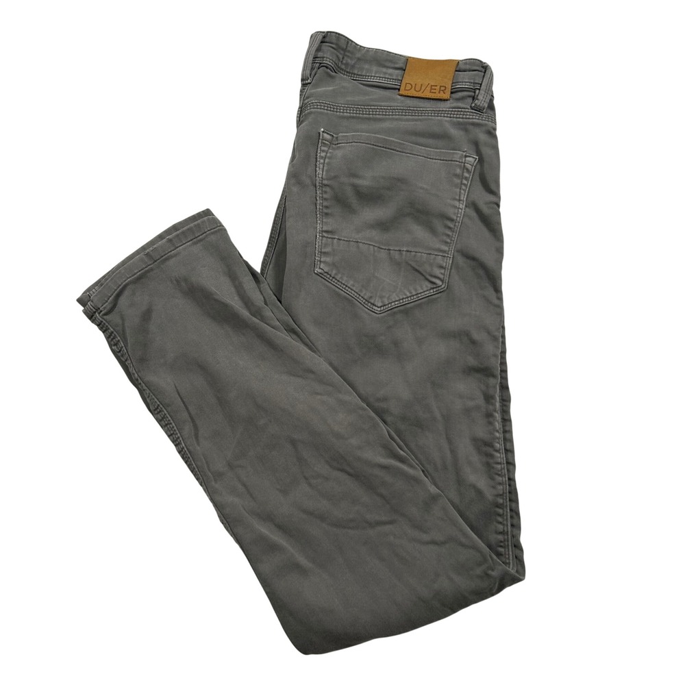 DU/ER No Sweat Relaxed Taper Pants Mens 31x32 Grey Performance Stretch Chino